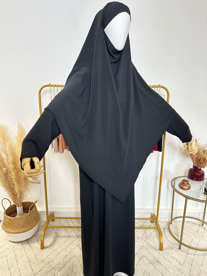 Ensemble Khimar + Abaya en Jersey Premium - Noir - My Qamis Homme