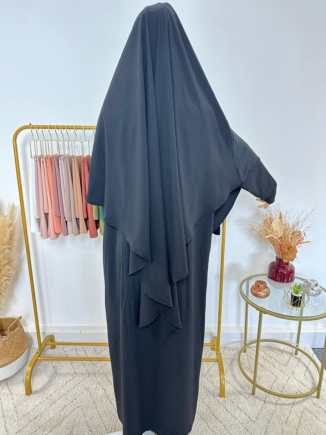 Ensemble Khimar + Abaya en Jersey Premium - Noir - My Qamis Homme