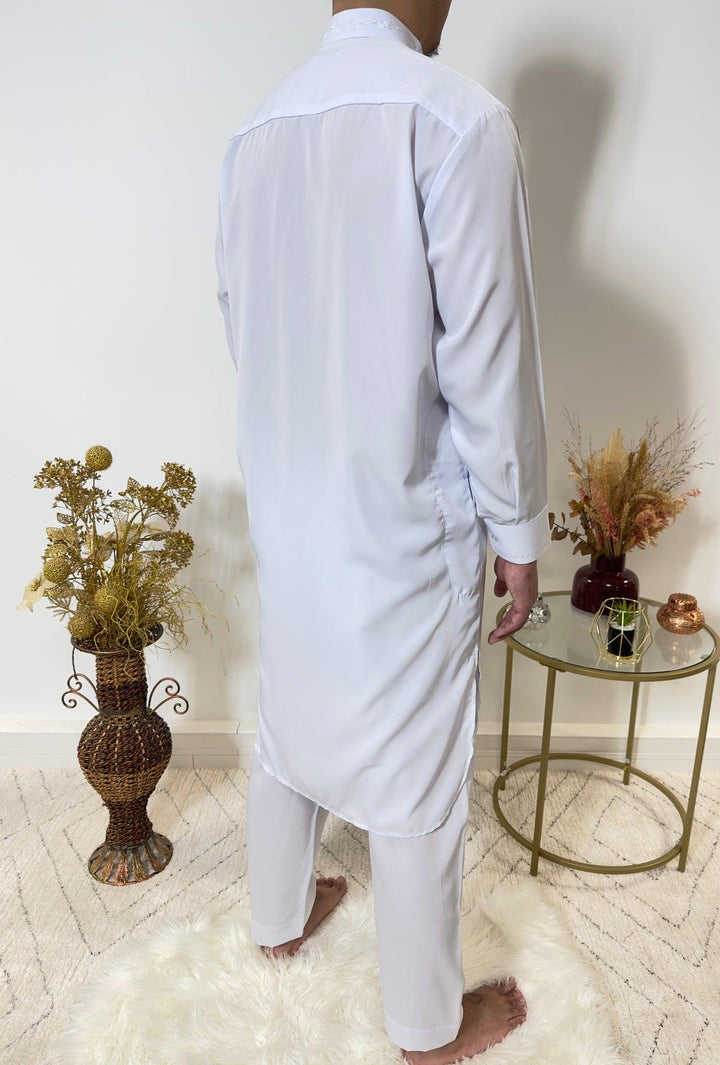 Ensemble Qamis Pakistanais deux pièces - Blanc bleuté - My Qamis Homme