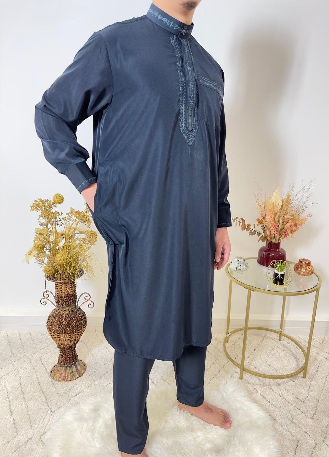 Ensemble Qamis Pakistanais deux pièces - Bleu marine - My Qamis Homme