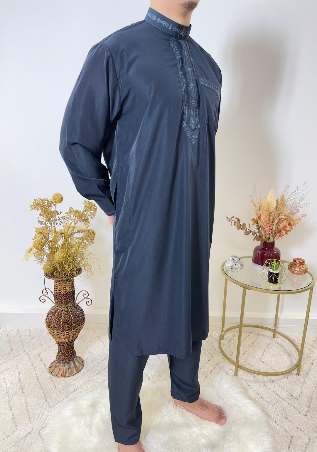 Ensemble Qamis Pakistanais deux pièces - Bleu marine - My Qamis Homme