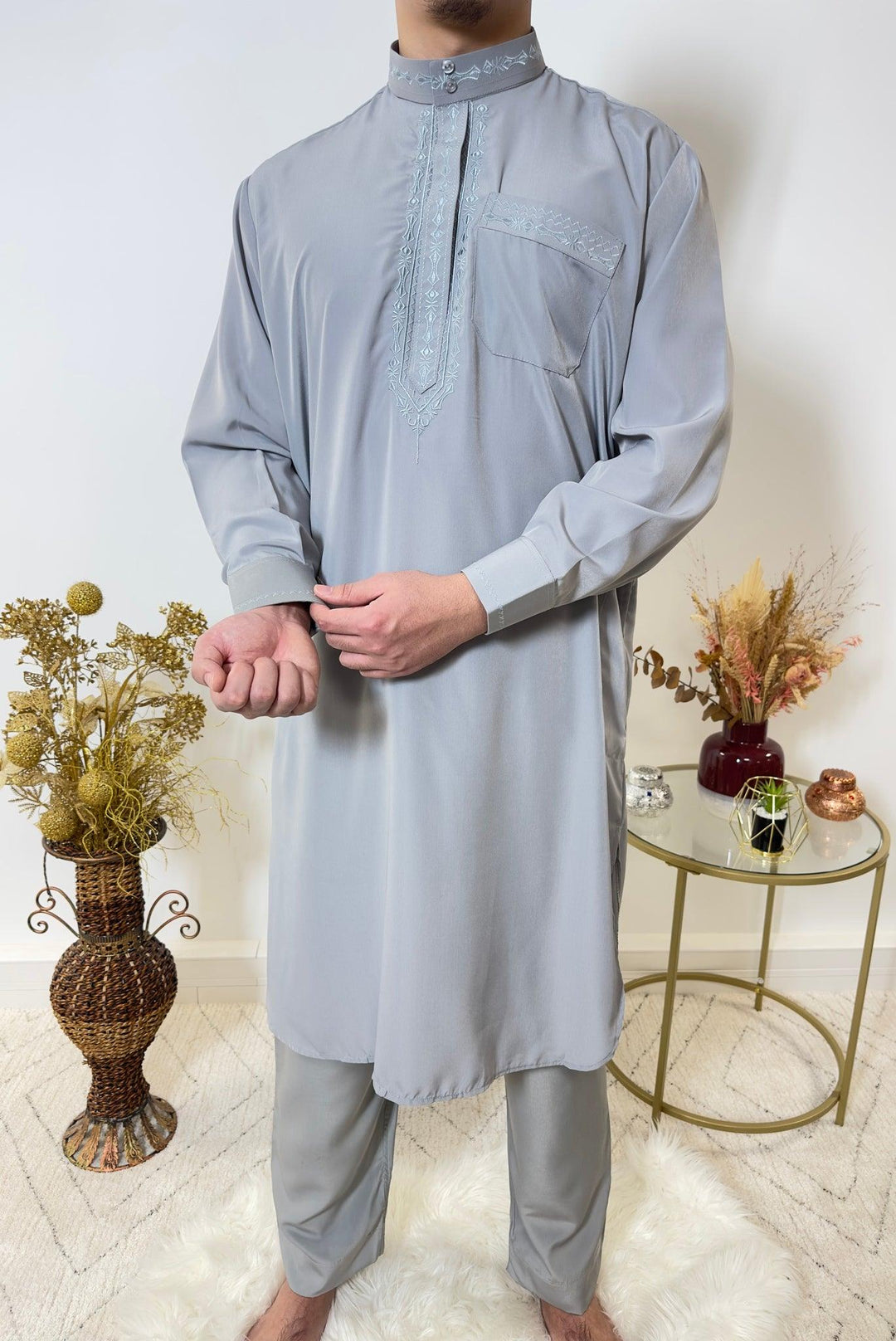 Ensemble Qamis Pakistanais deux pièces - Gris - My Qamis Homme