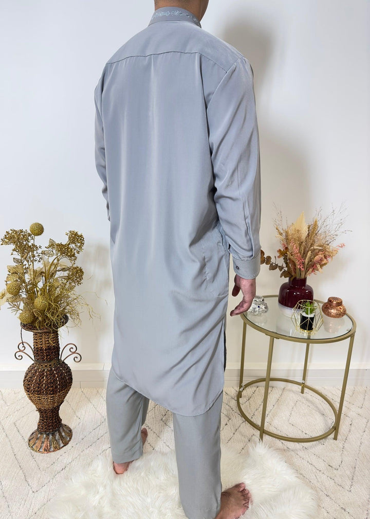 Ensemble Qamis Pakistanais deux pièces - Gris - My Qamis Homme