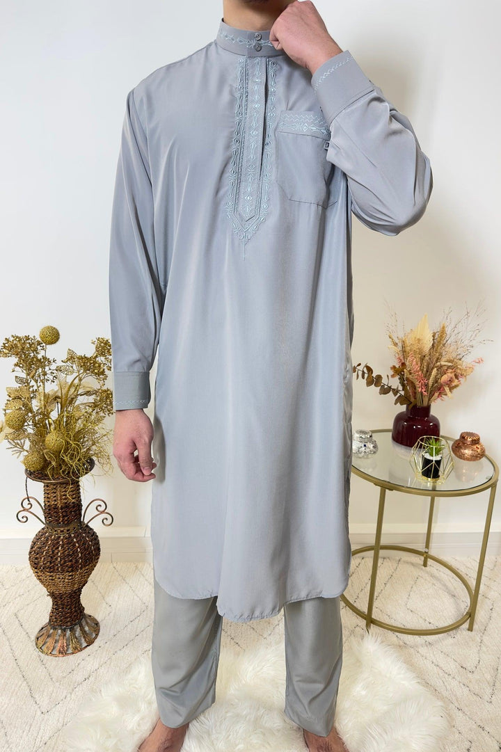 Ensemble Qamis Pakistanais deux pièces - Gris - My Qamis Homme