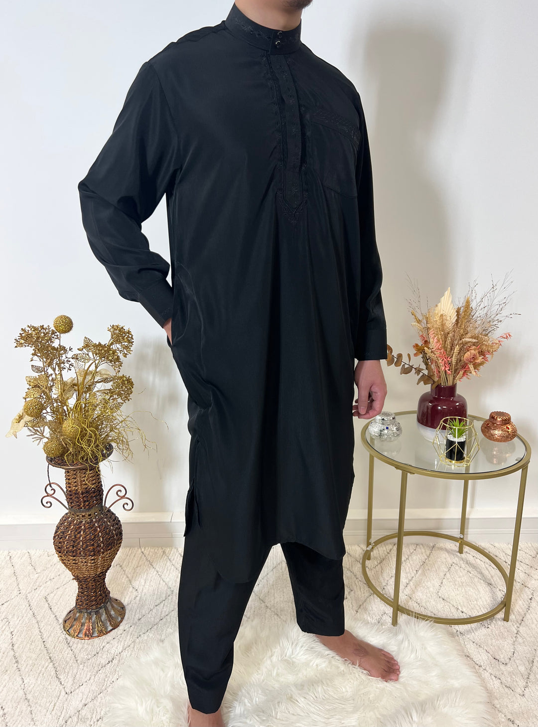 Ensemble Qamis Pakistanais deux pièces - Noir - My Qamis Homme