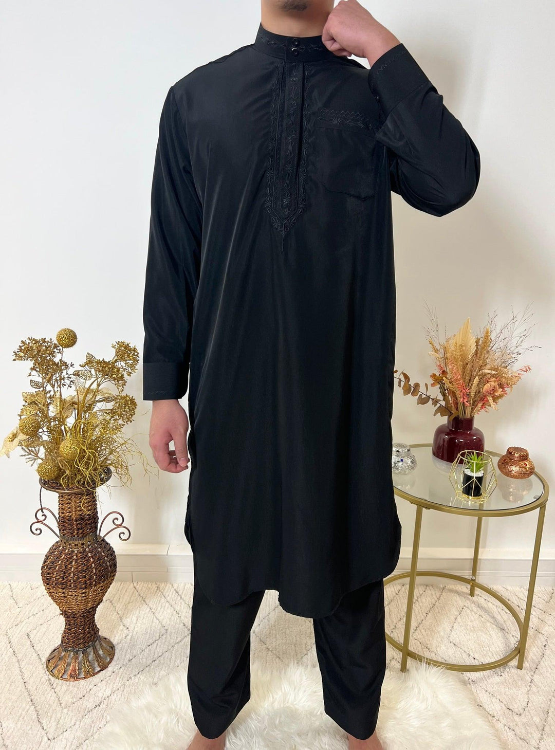 Ensemble Qamis Pakistanais deux pièces - Noir - My Qamis Homme