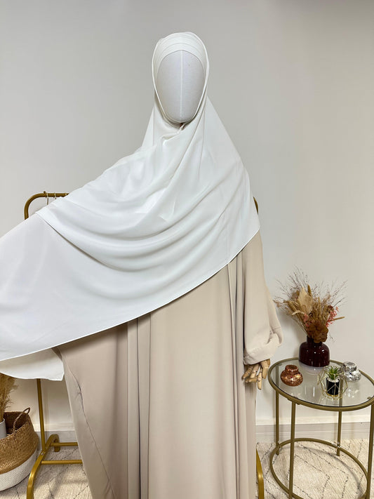 Hijab 3 plis avec bandeau intégré - Hijab en Soie de Médine - Blanc - My Qamis Homme