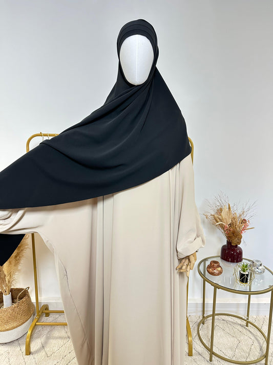 Hijab 3 plis avec bandeau intégré - Hijab en Soie de Médine - Noir - My Qamis Homme