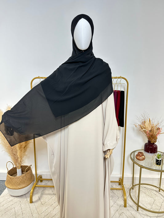 Hijab Mousseline - Hijab à enfiler avec bonnet croisé intégré - Noir - My Qamis Homme
