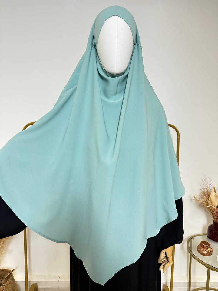 Khimar en Soie de Médine - Khimar 2 voiles - Bleu Turquoise - My Qamis Homme