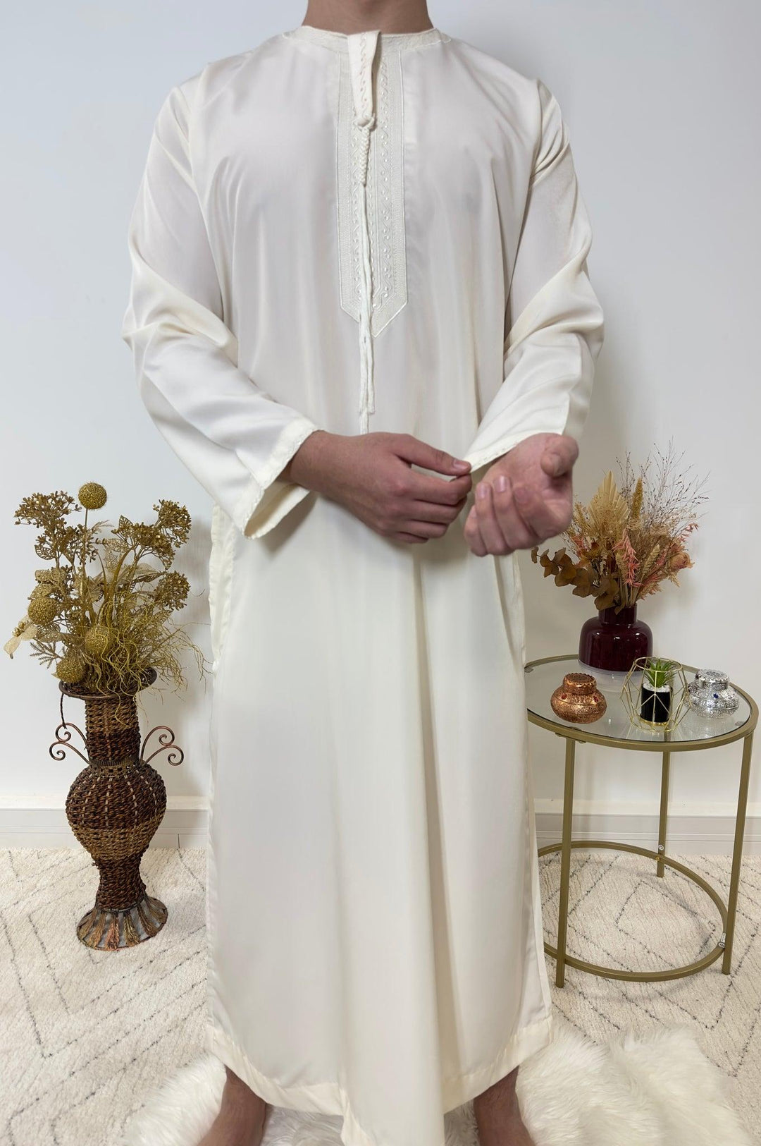 Qamis Emirati avec cravate - Beige - My Qamis Homme