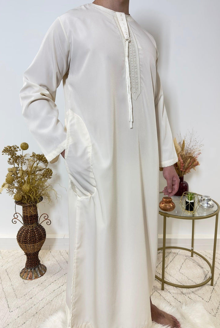 Qamis Emirati avec cravate - Beige - My Qamis Homme