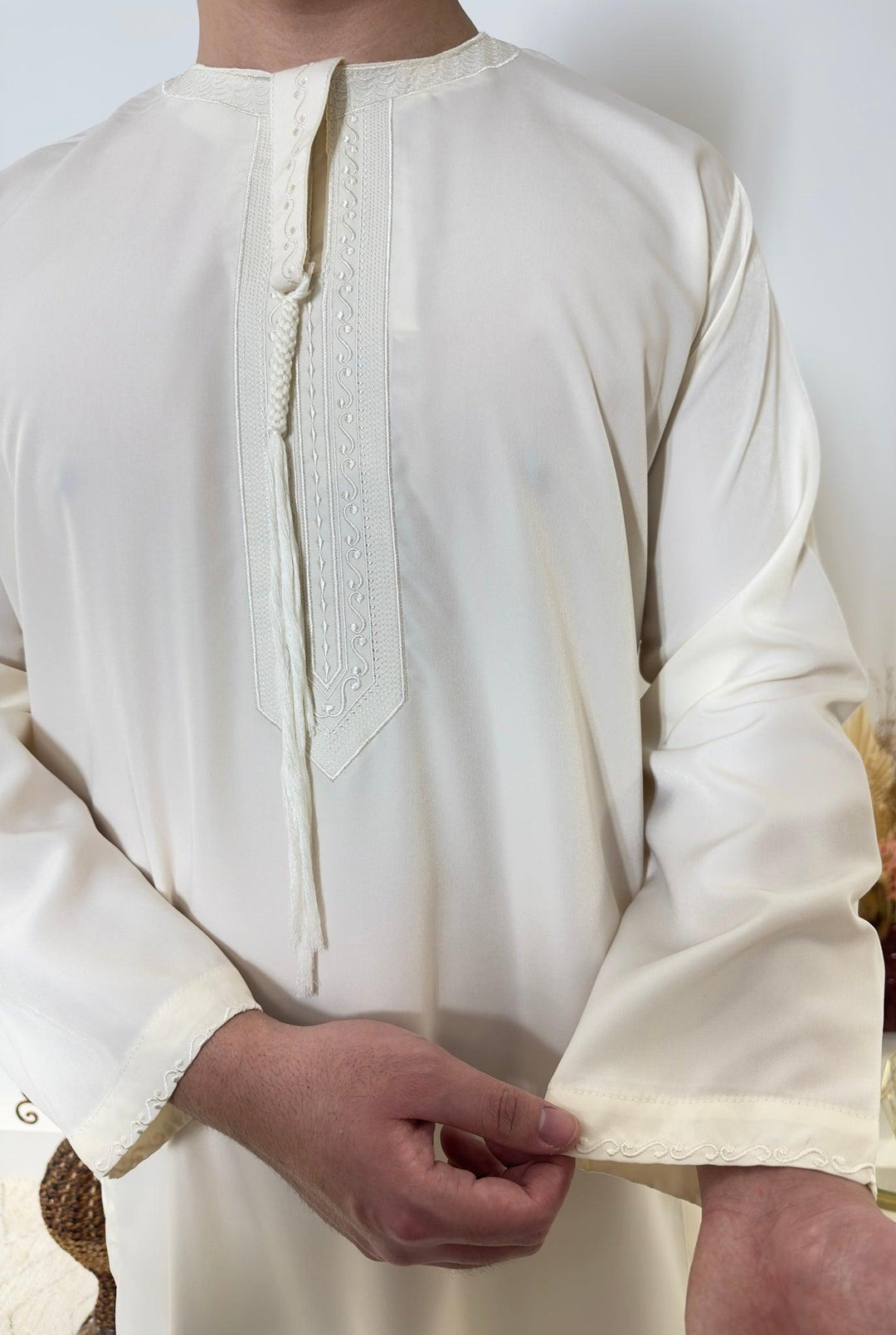 Qamis Emirati avec cravate - Beige - My Qamis Homme