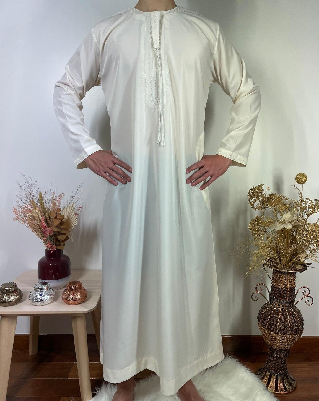 Qamis Emirati avec cravate - Beige - My Qamis Homme