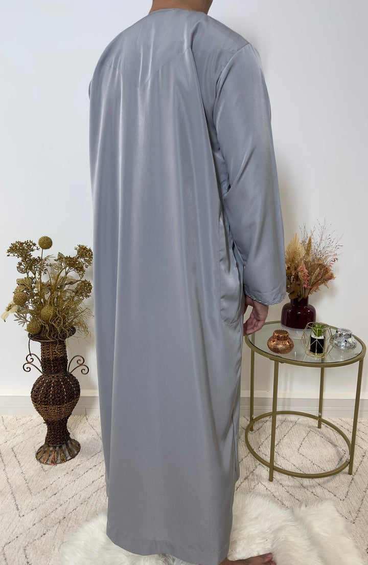 Qamis Emirati avec cravate - Gris - My Qamis Homme