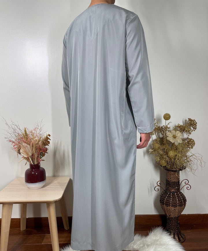 Qamis Emirati avec cravate - Gris - My Qamis Homme