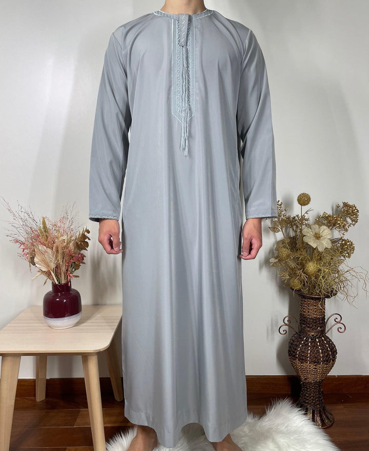 Qamis Emirati avec cravate - Gris - My Qamis Homme