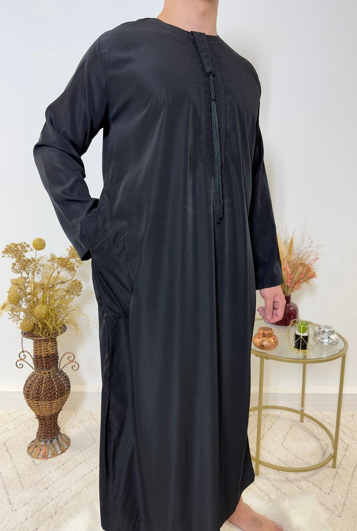 Qamis Emirati avec cravate - Noir - My Qamis Homme