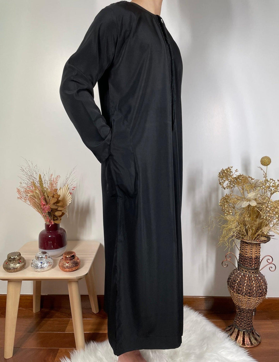 Qamis Emirati avec cravate - Noir - My Qamis Homme