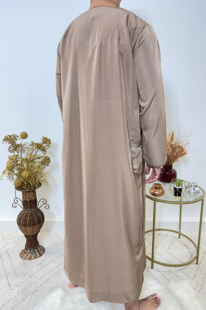 Qamis Emirati avec cravate - Taupe - My Qamis Homme