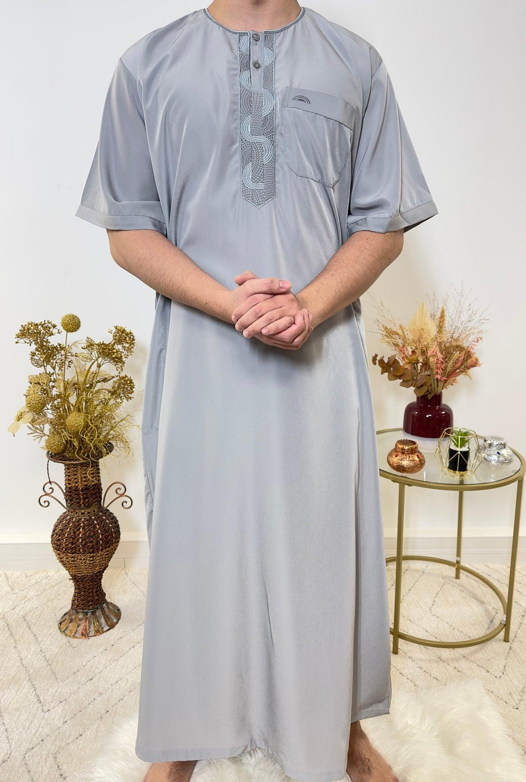 Qamis Manches Courtes - Gris - My Qamis Homme