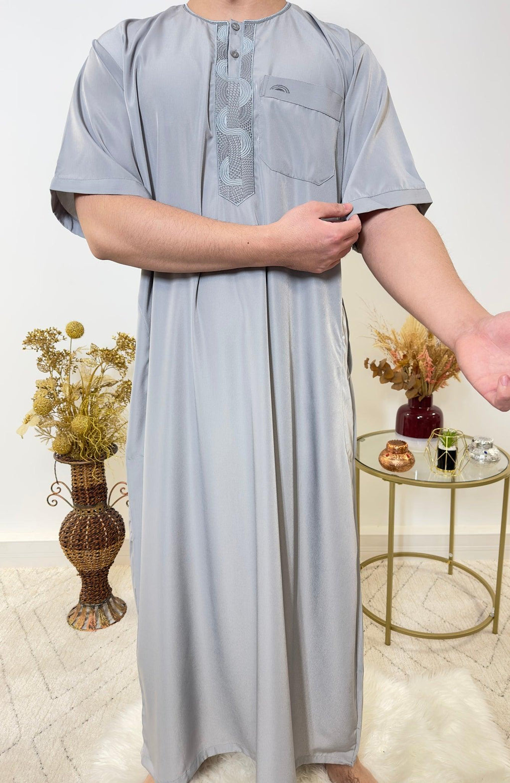 Qamis Manches Courtes - Gris - My Qamis Homme