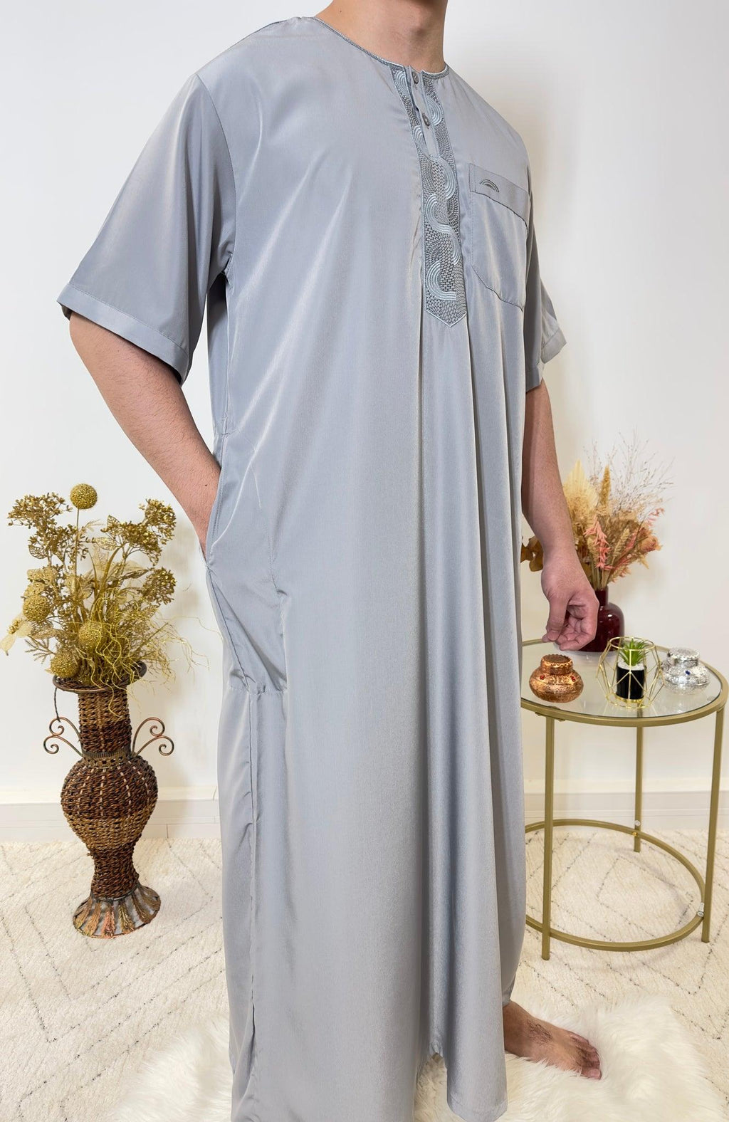 Qamis Manches Courtes - Gris - My Qamis Homme