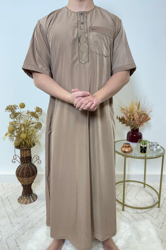 Qamis Manches Courtes - Taupe - My Qamis Homme
