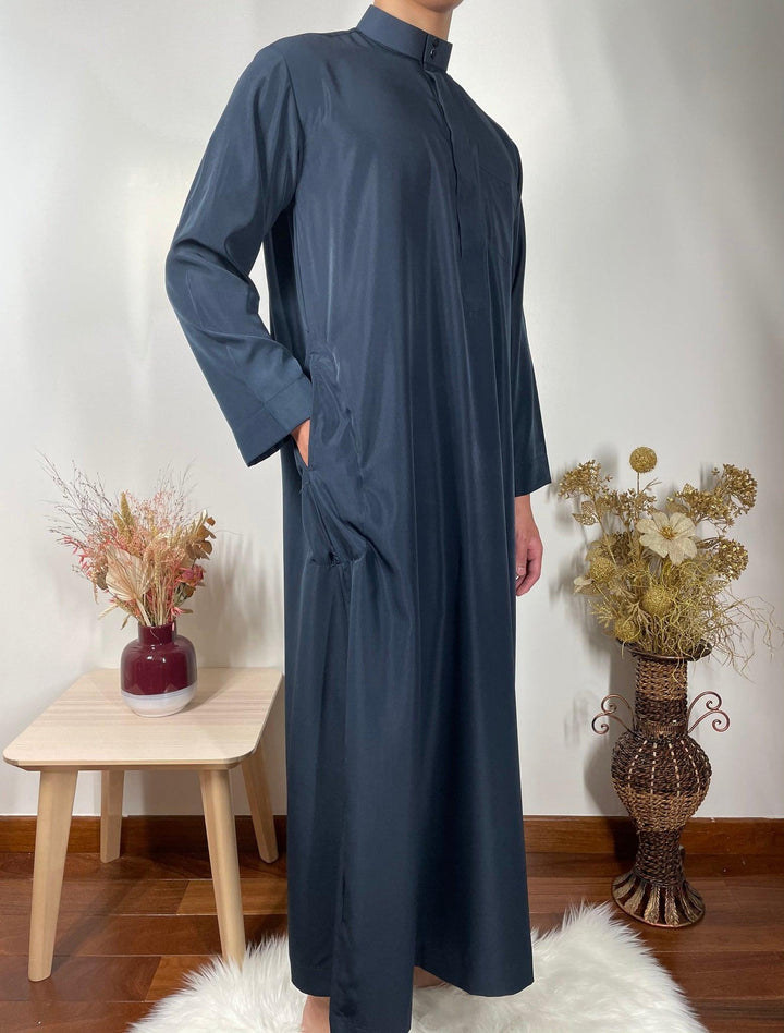 Qamis Saoudien avec Col Mao - Bleu Marine - My Qamis Homme