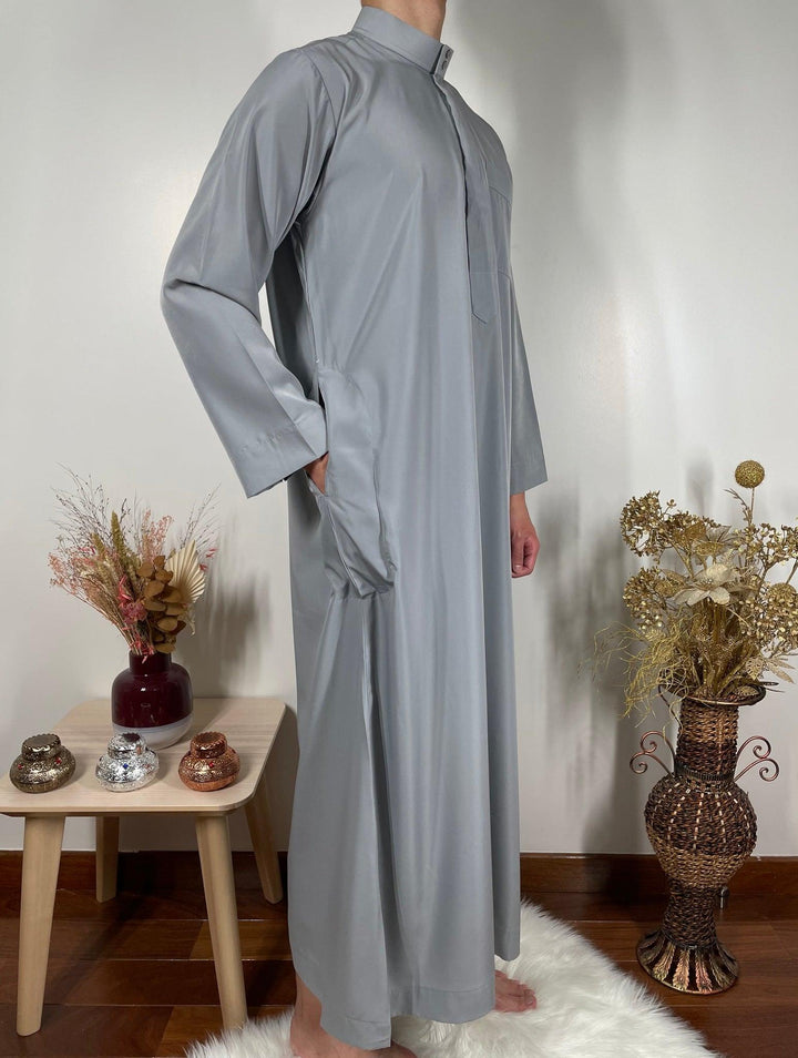 Qamis Saoudien avec Col Mao - Gris - My Qamis Homme