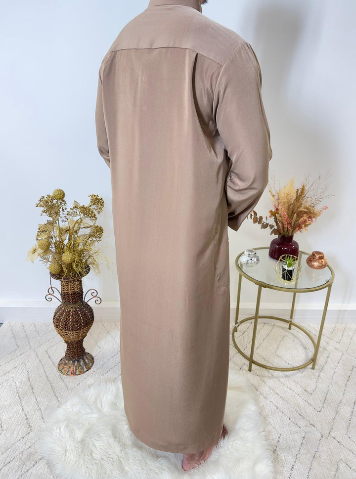 Qamis Saoudien avec Col Mao - Taupe - My Qamis Homme