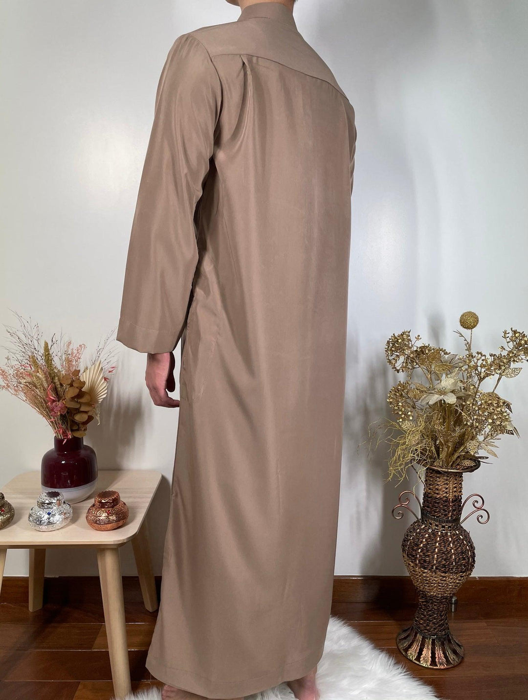 Qamis Saoudien avec Col Mao - Taupe - My Qamis Homme