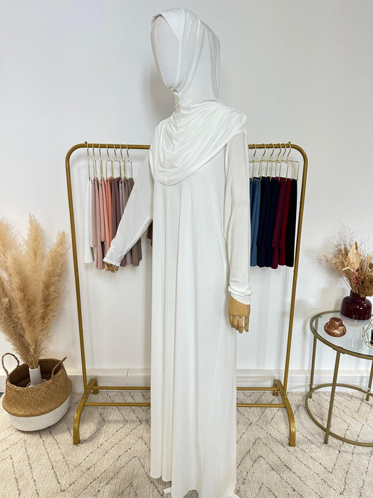 Robe de prière avec voile intégré - Blanc - My Qamis Homme