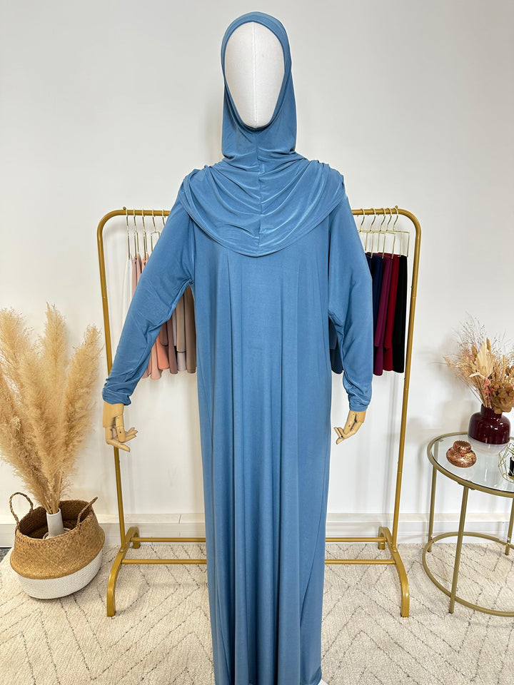 Robe de prière avec voile intégré - Bleu - My Qamis Homme